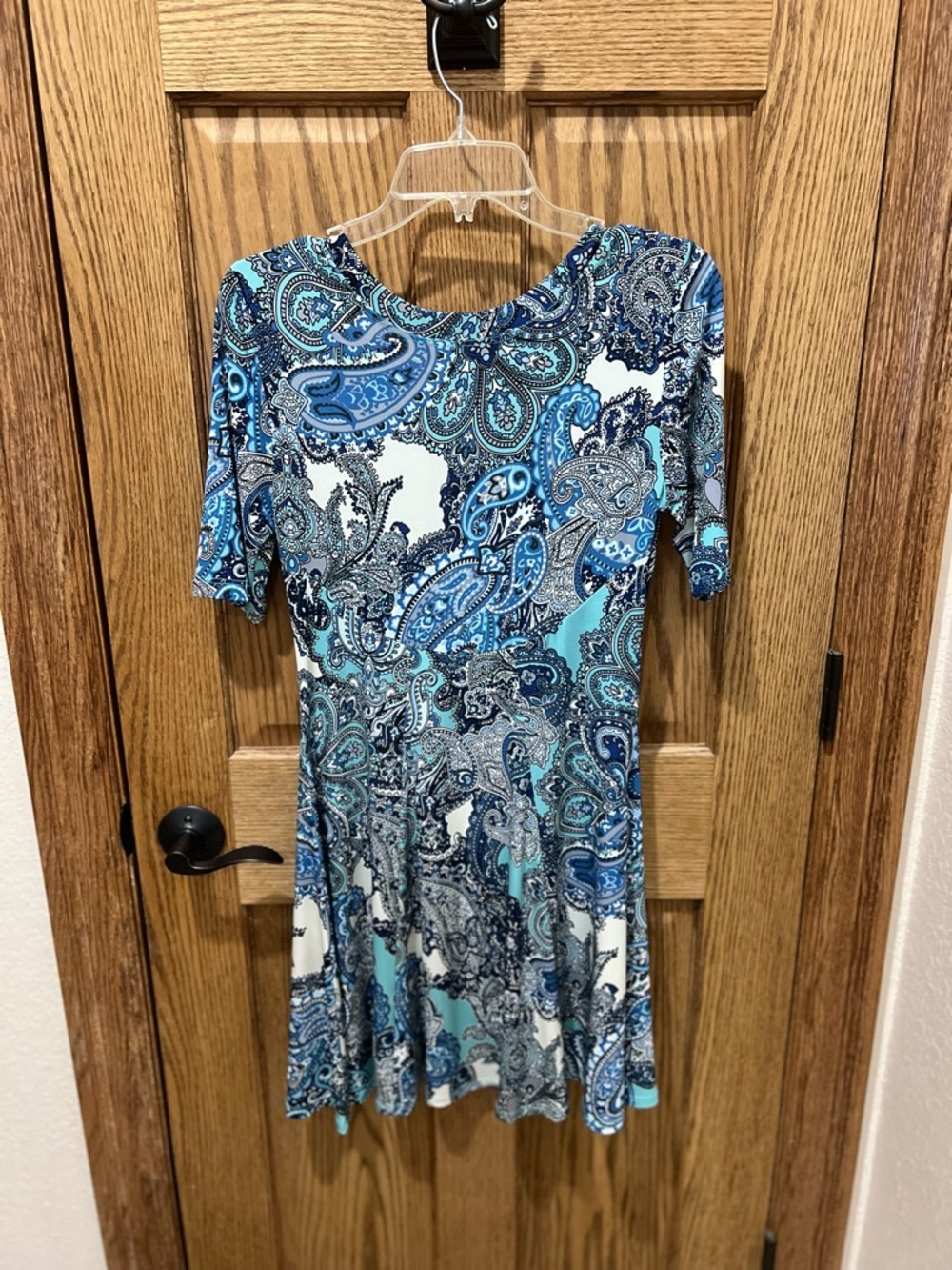 Karen Kane Blue Teal Paisley Dress